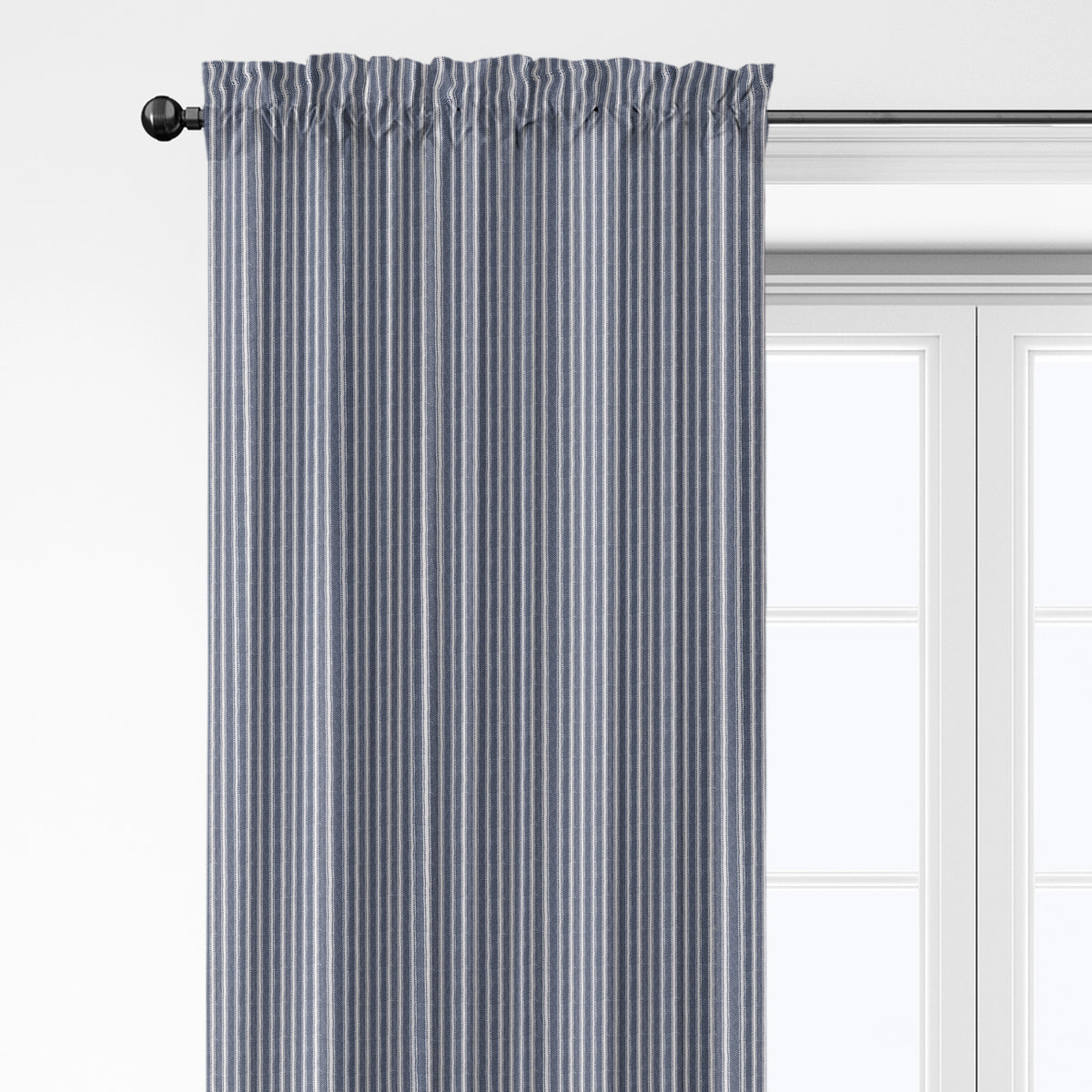 Walker Stripe IndigoWhite Pole Top Drapery Panel