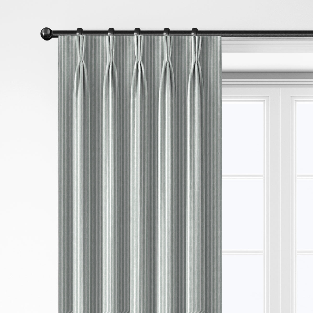 Walker Stripe Sage Pinch Pleat Drapery Panel
