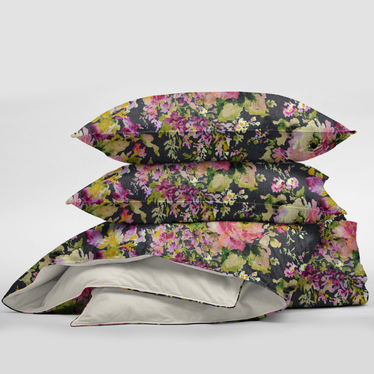 Athena Linen Charcoal Coverlet Set