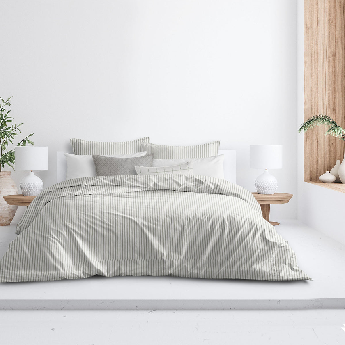 Basic Ticking Stripes Linen Comforter Set