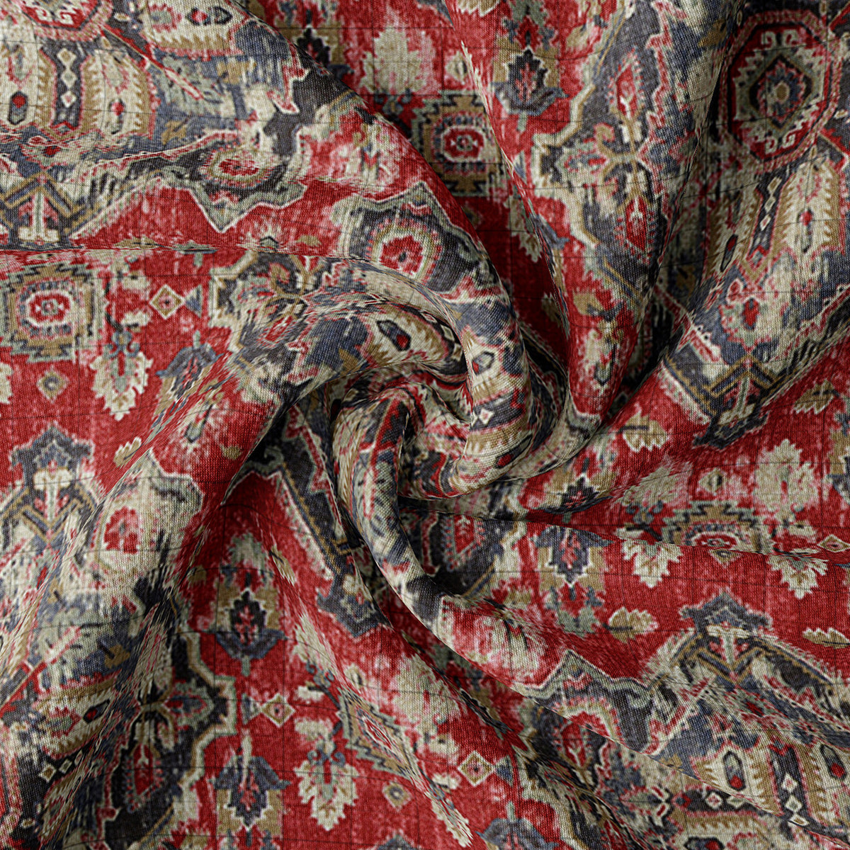 Charvelle Red-Blue Pinch Pleat Drapes