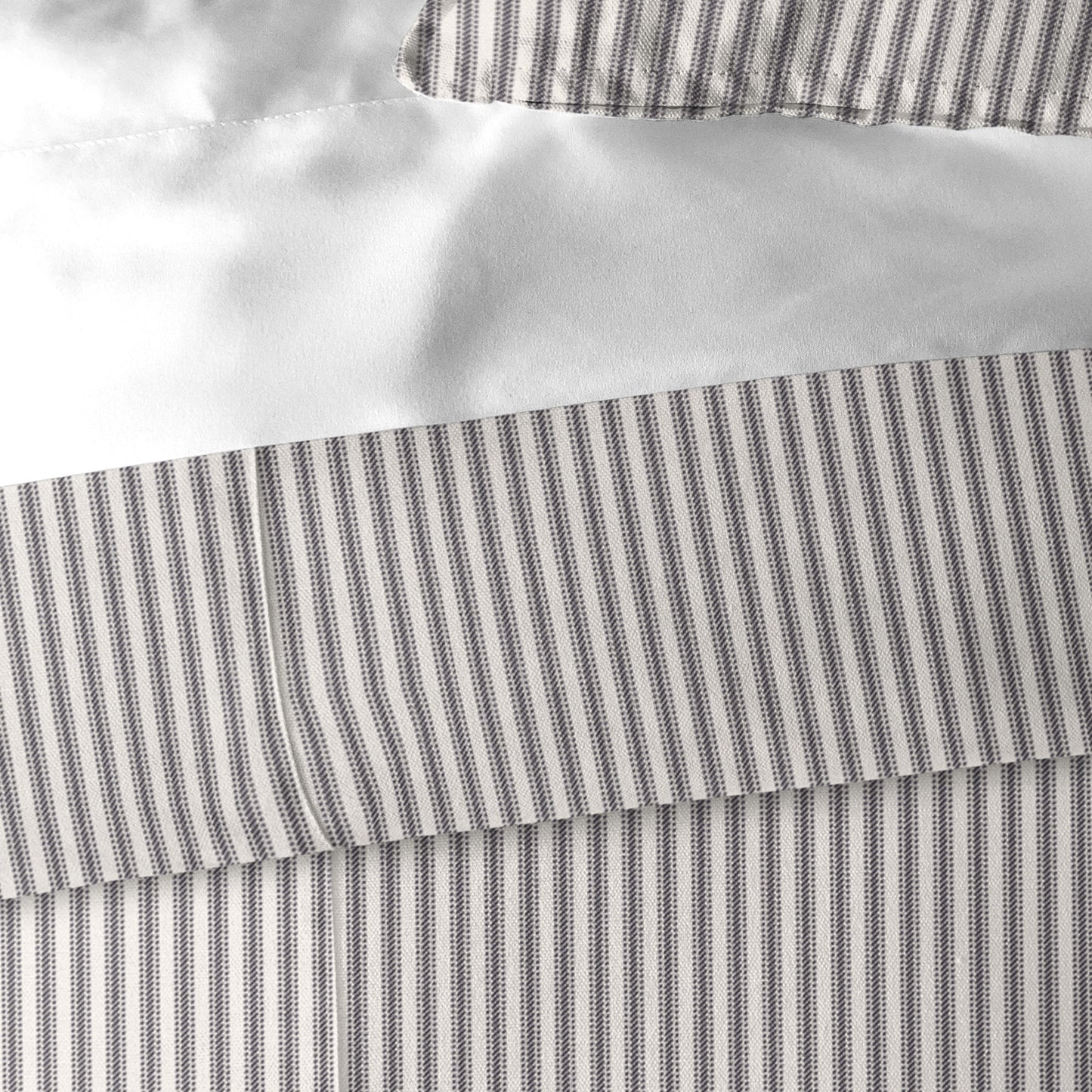 Cruz Ticking Stripes Gray-Ivory Comforter Set