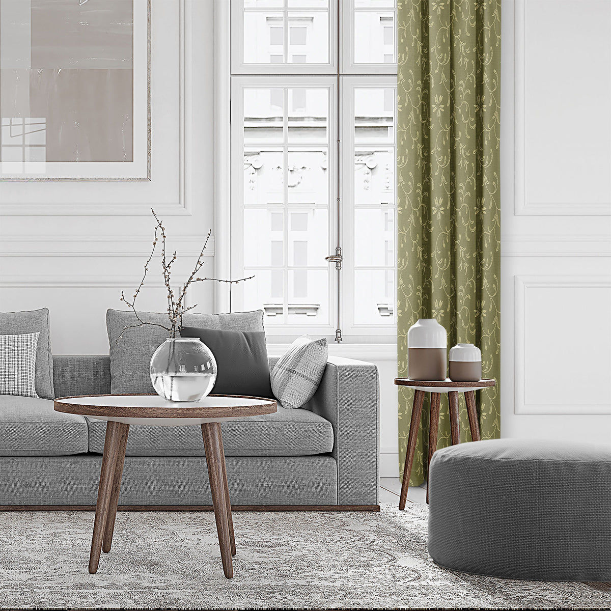 Hayba Olive Pinch Pleat Drapes