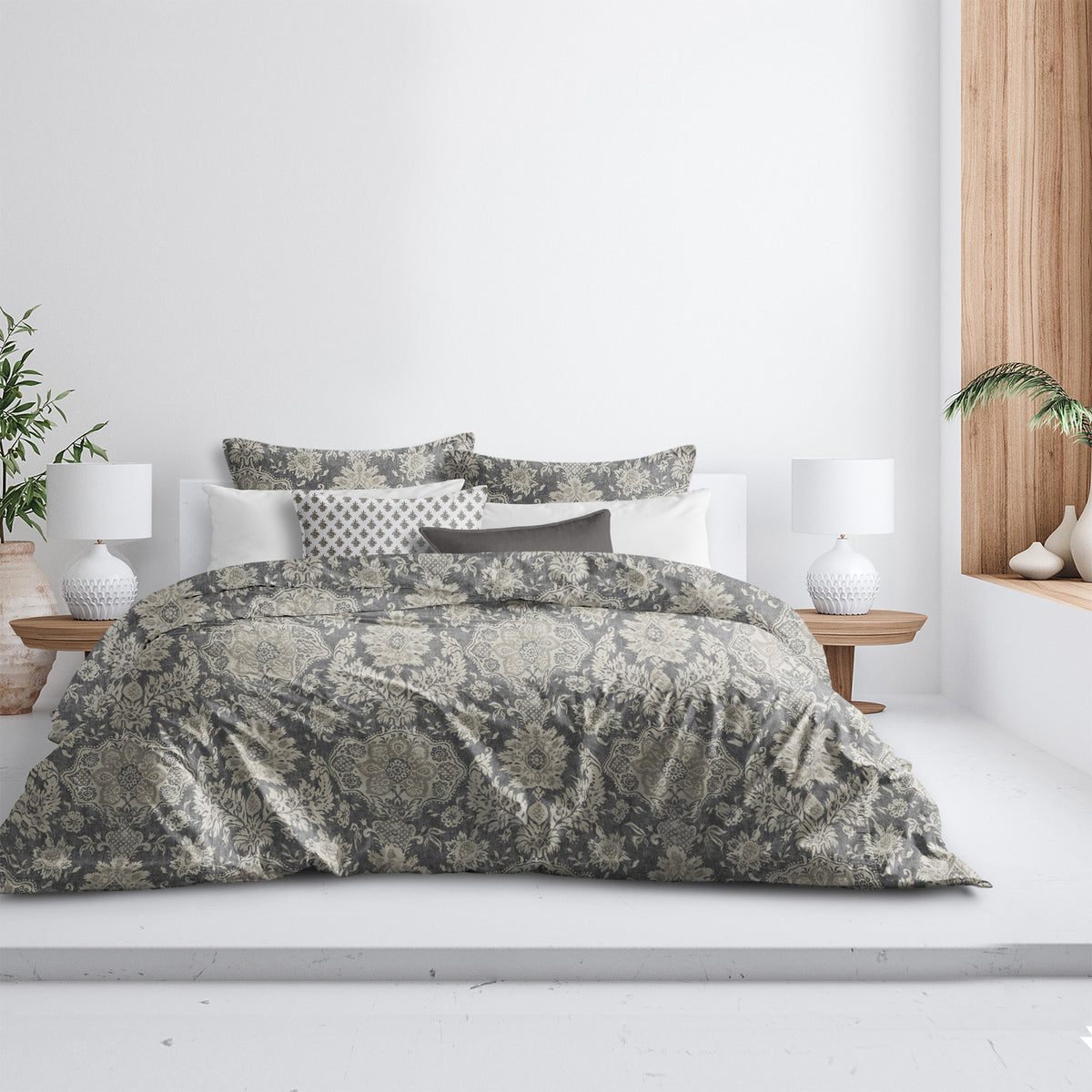 Osha Mocha-Charcoal Duvet Cover Set