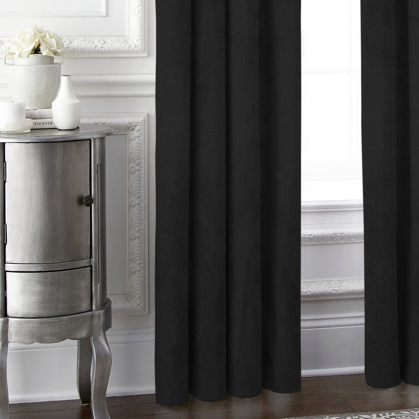 Vanessa Black Pinch Pleat Drapes