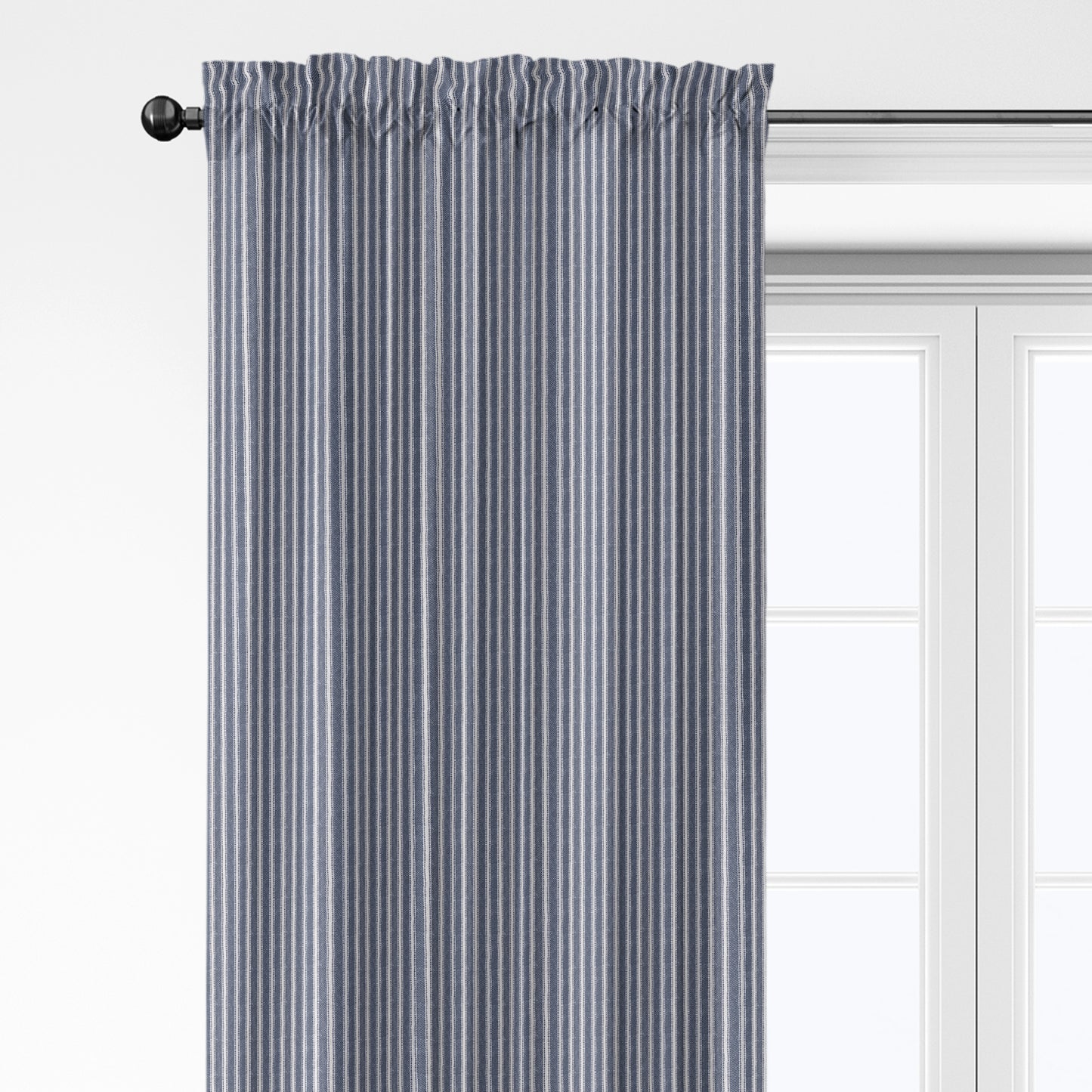Walker Stripe IndigoWhite Pole Top Drapery Panel