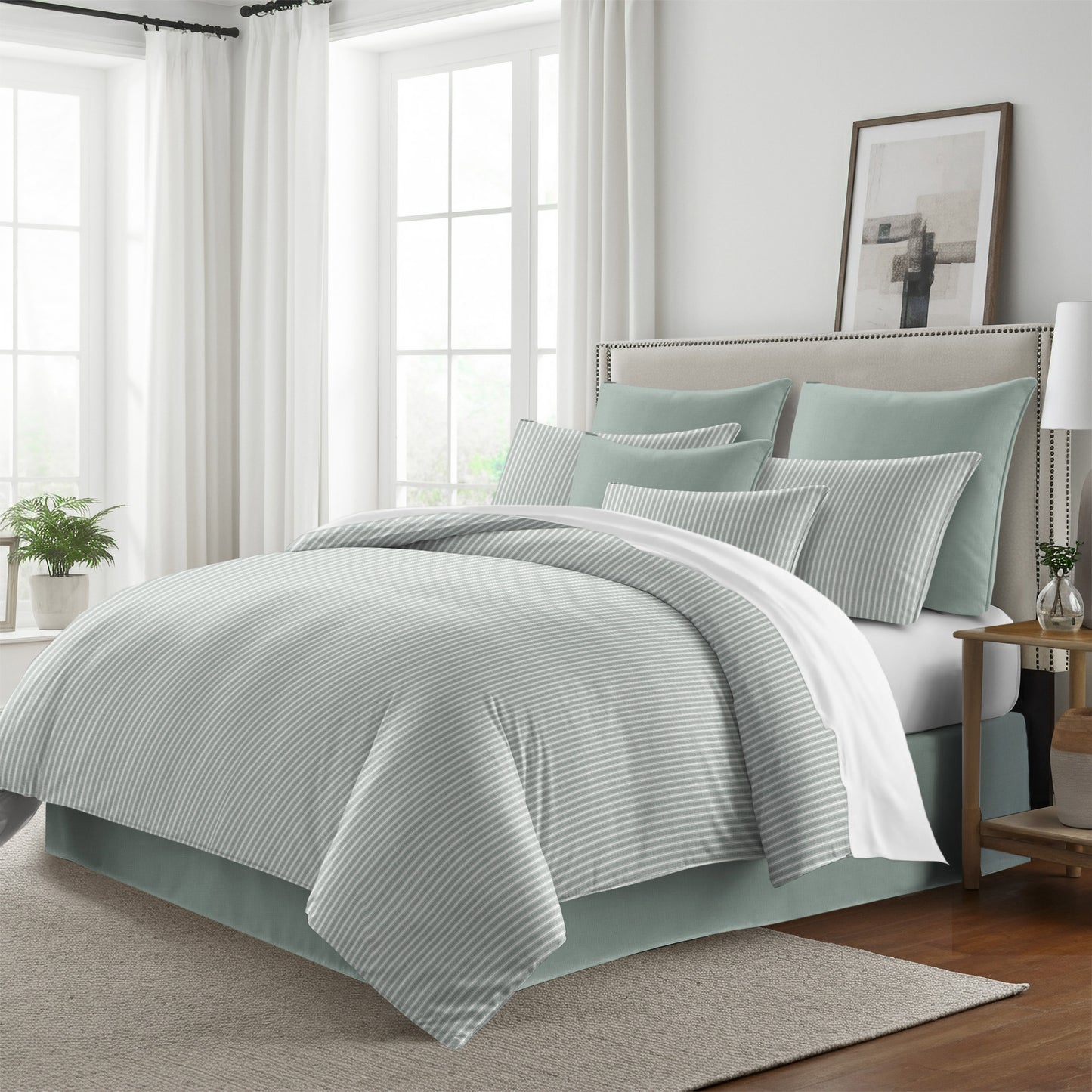 Walker Stripe Sage Duvet Cover