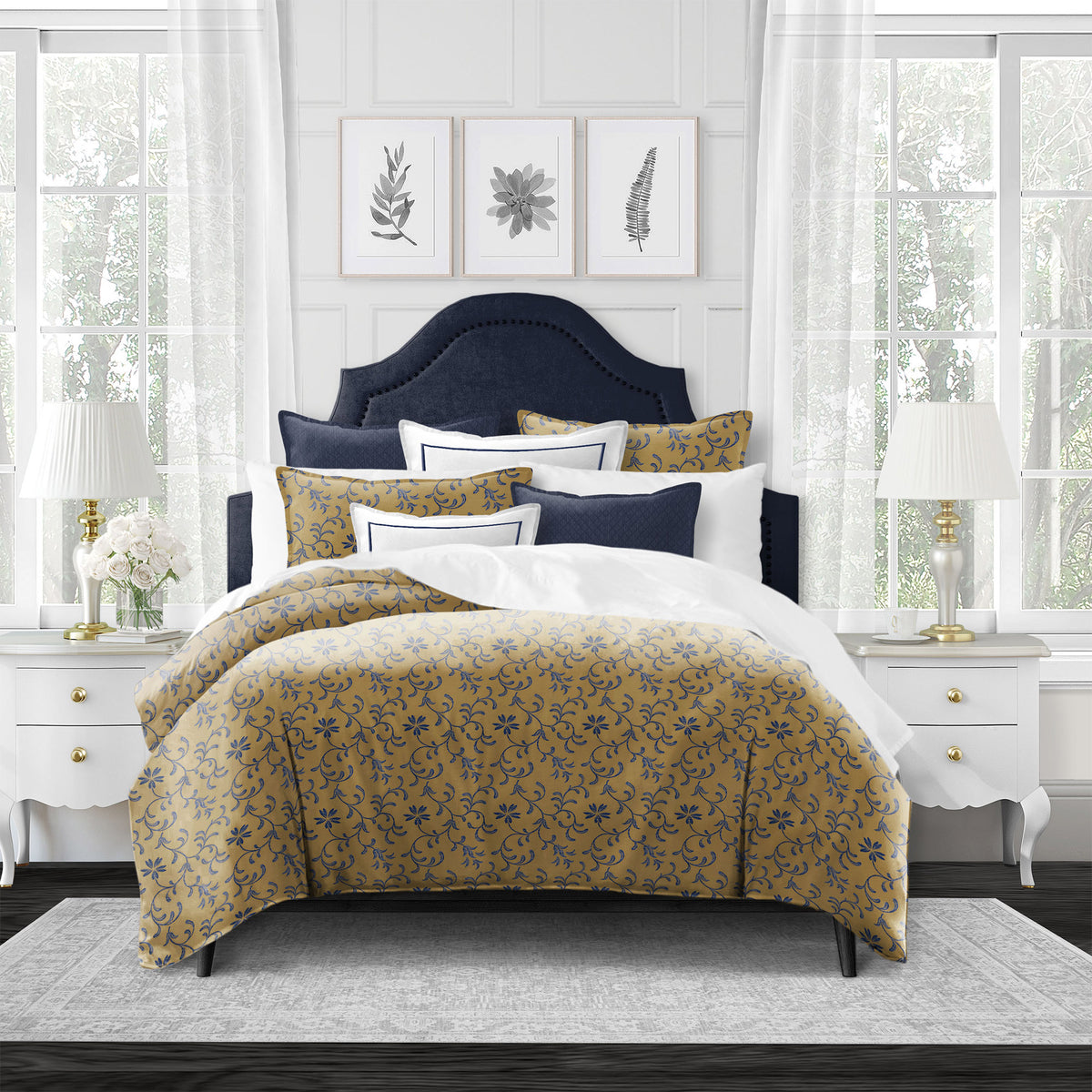 Ali Navy Brass Comforter Set