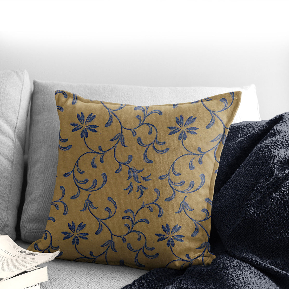 Ali Navy Brass Decorative Pillows