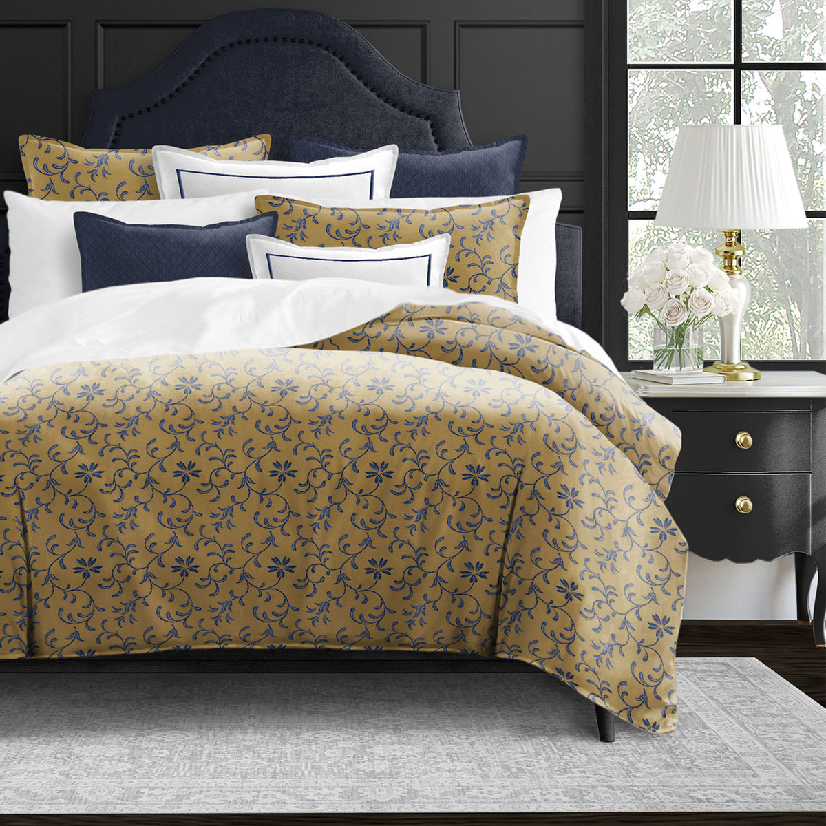 Ali Navy Brass Comforter Set