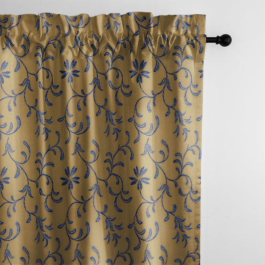 Ali Navy Brass Pole Top Drapes