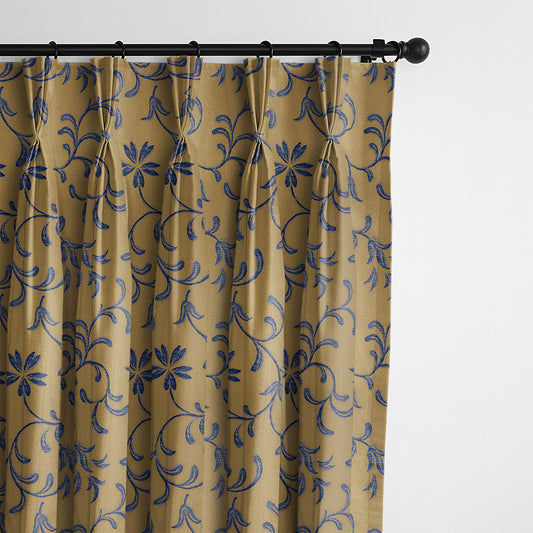 Ali Navy Brass Pinch Pleat Drapes