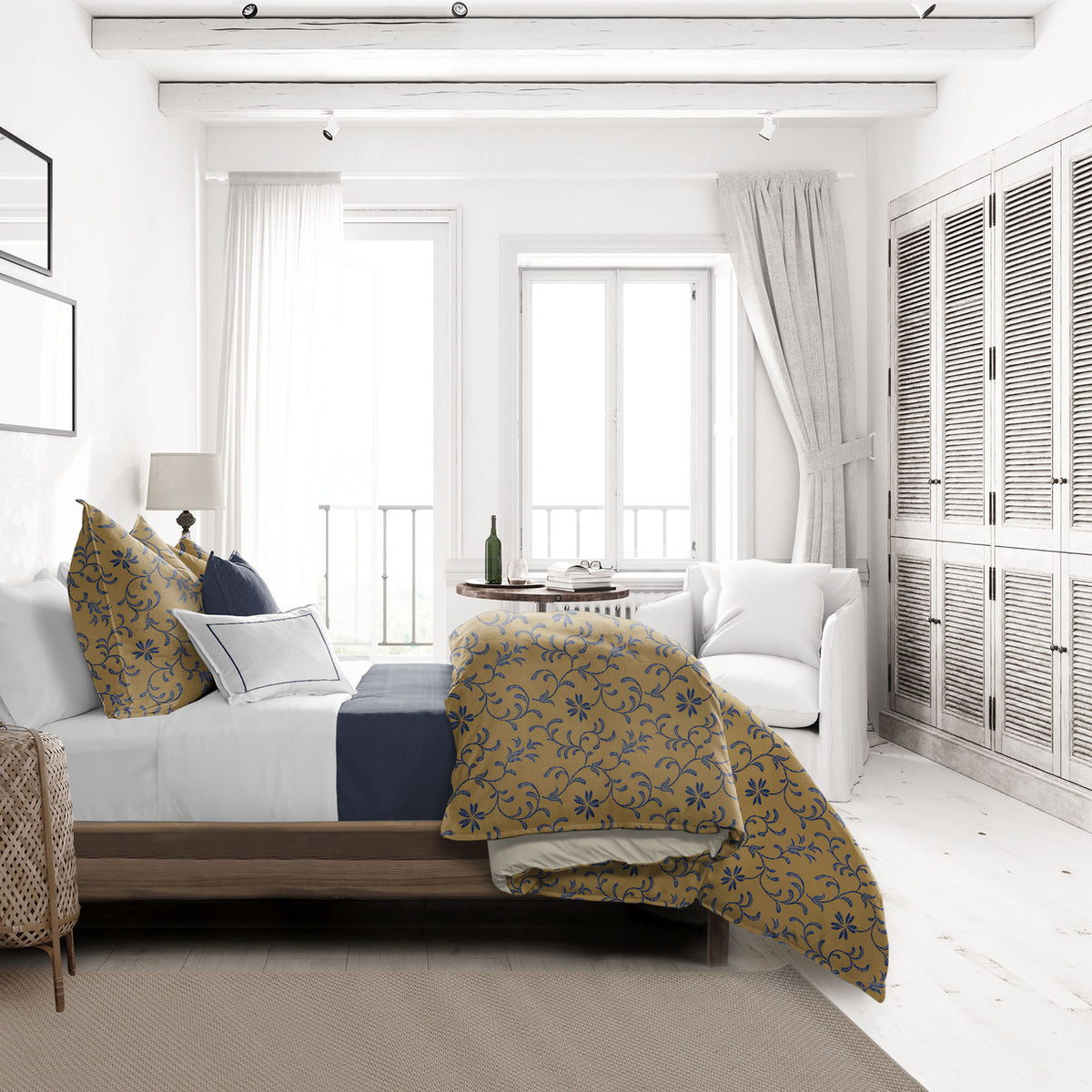 Ali Navy Brass Comforter Set