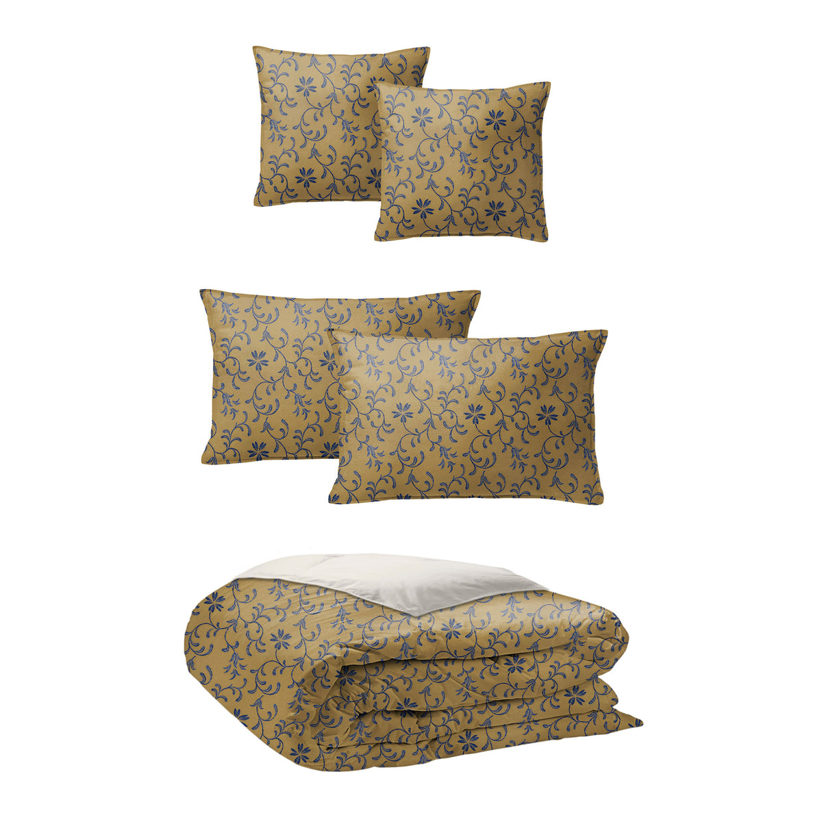 Ali Navy Brass Comforter Set