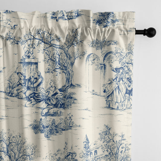 Archamps Toile Blue Pole Top Drapes