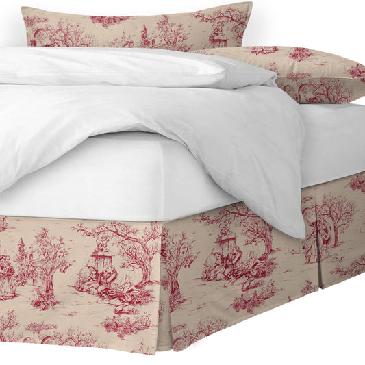 Archamps Toile Red Bedskirt