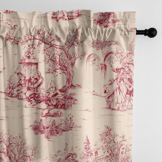 Archamps Toile Red Pole Top Drapes