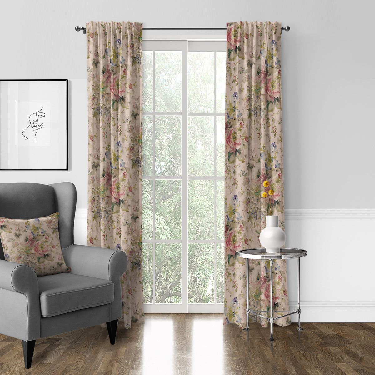 Athena Linen Blush Pole Top Drapes