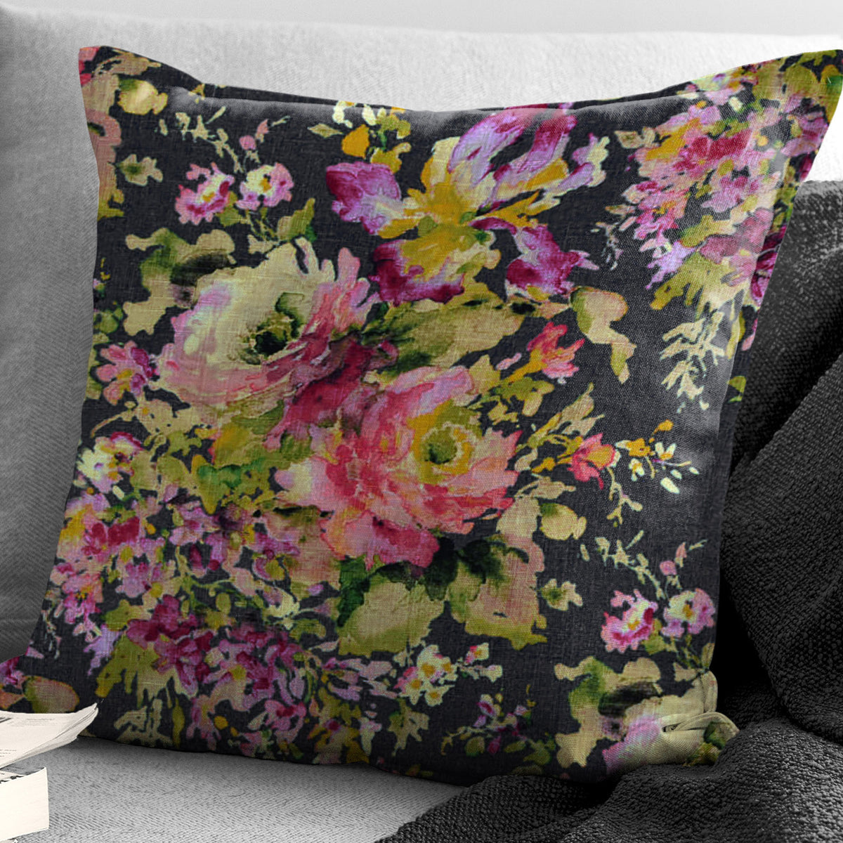 Athena Linen Charcoal Decorative Pillows