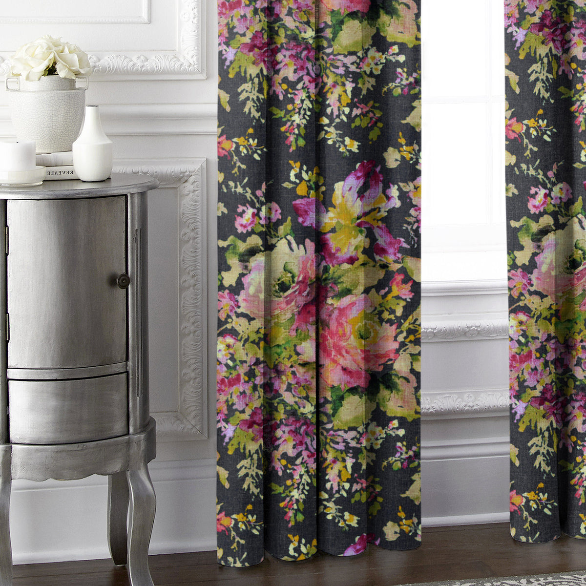 Athena Linen Charcoal Pole Top Drapes