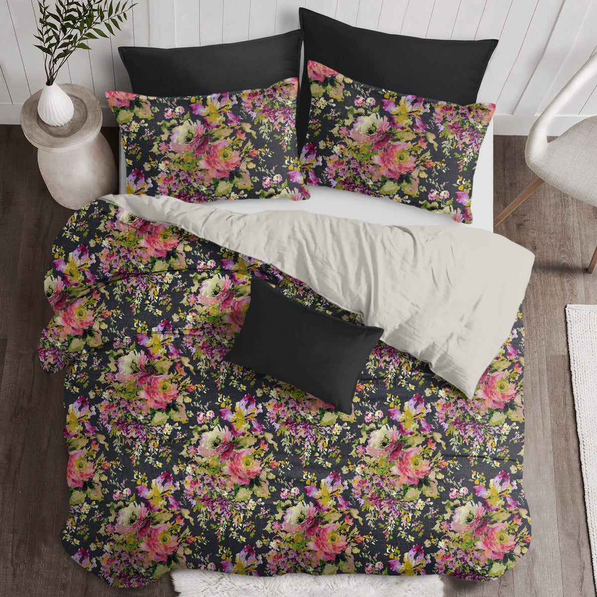 Athena Linen Charcoal Coverlet Set
