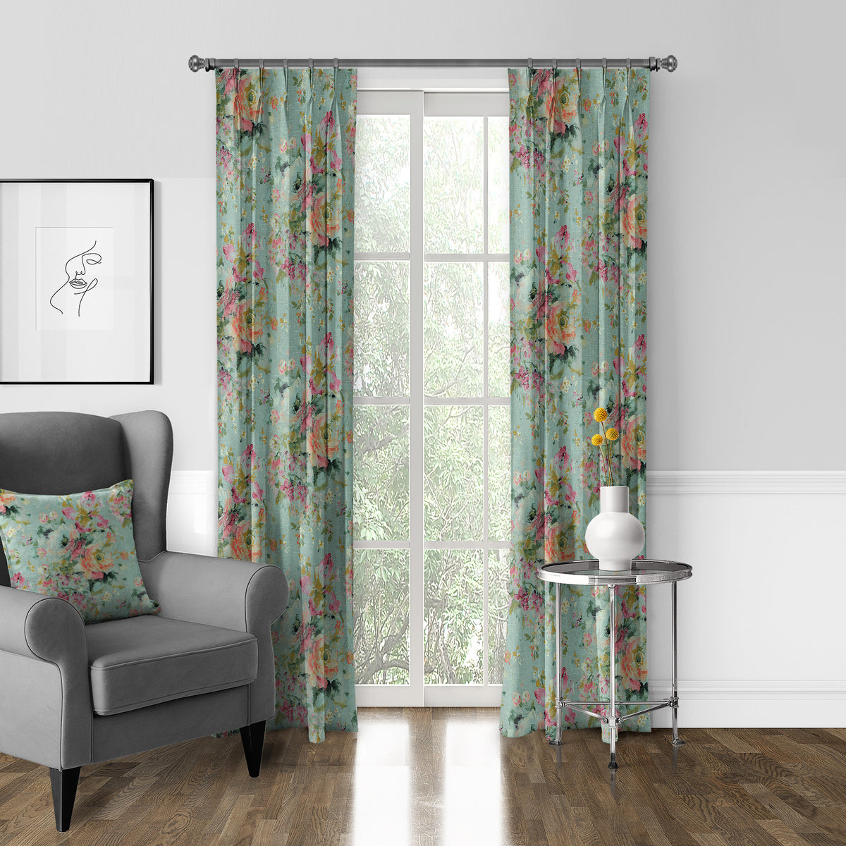 Athena Linen Eggshell Pinch Pleat Drapes