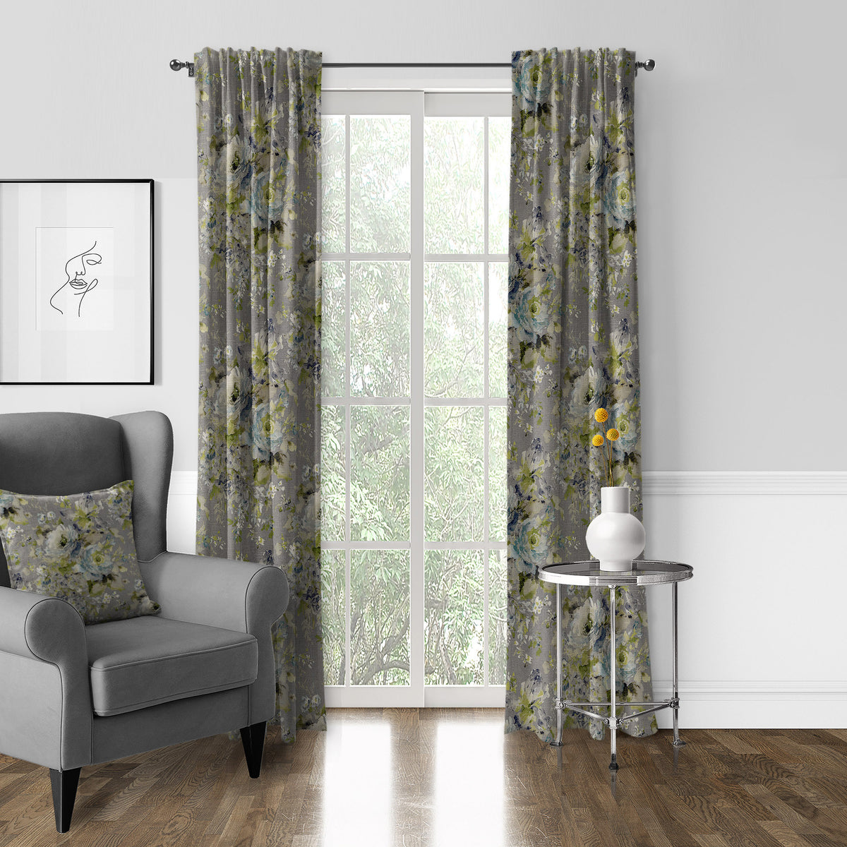 Athena Linen Heather Gray Pole Top Drapes