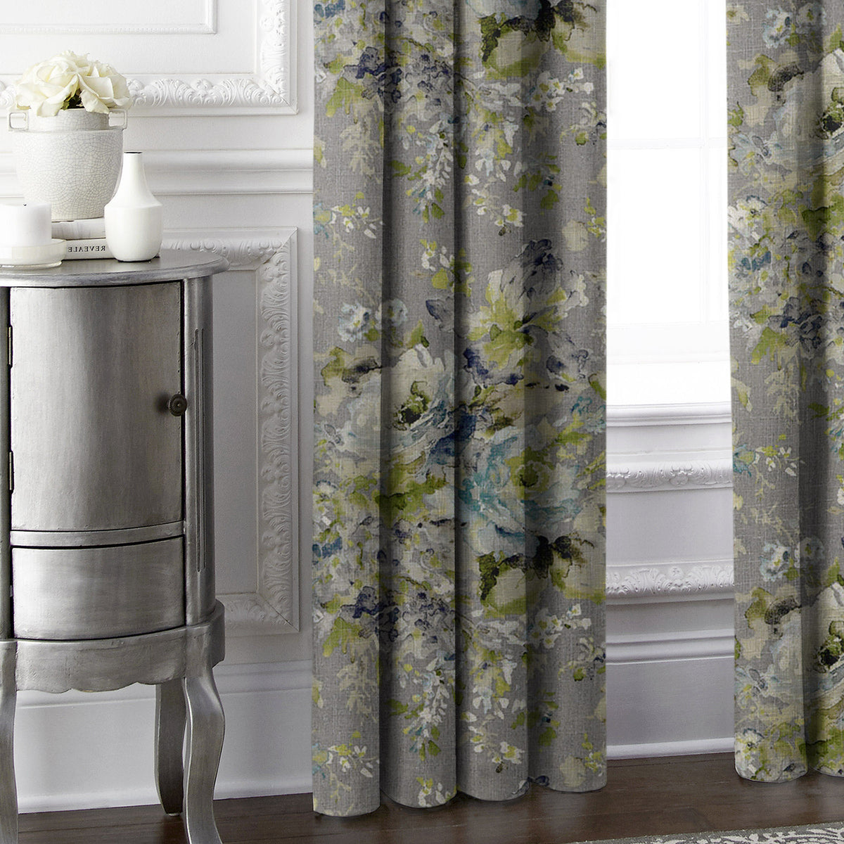 Athena Linen Heather Gray Pinch Pleat Drapes