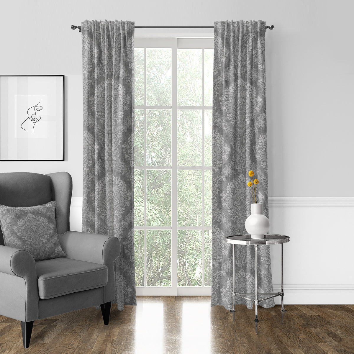 Ophelia Gray Pole Top Drapes