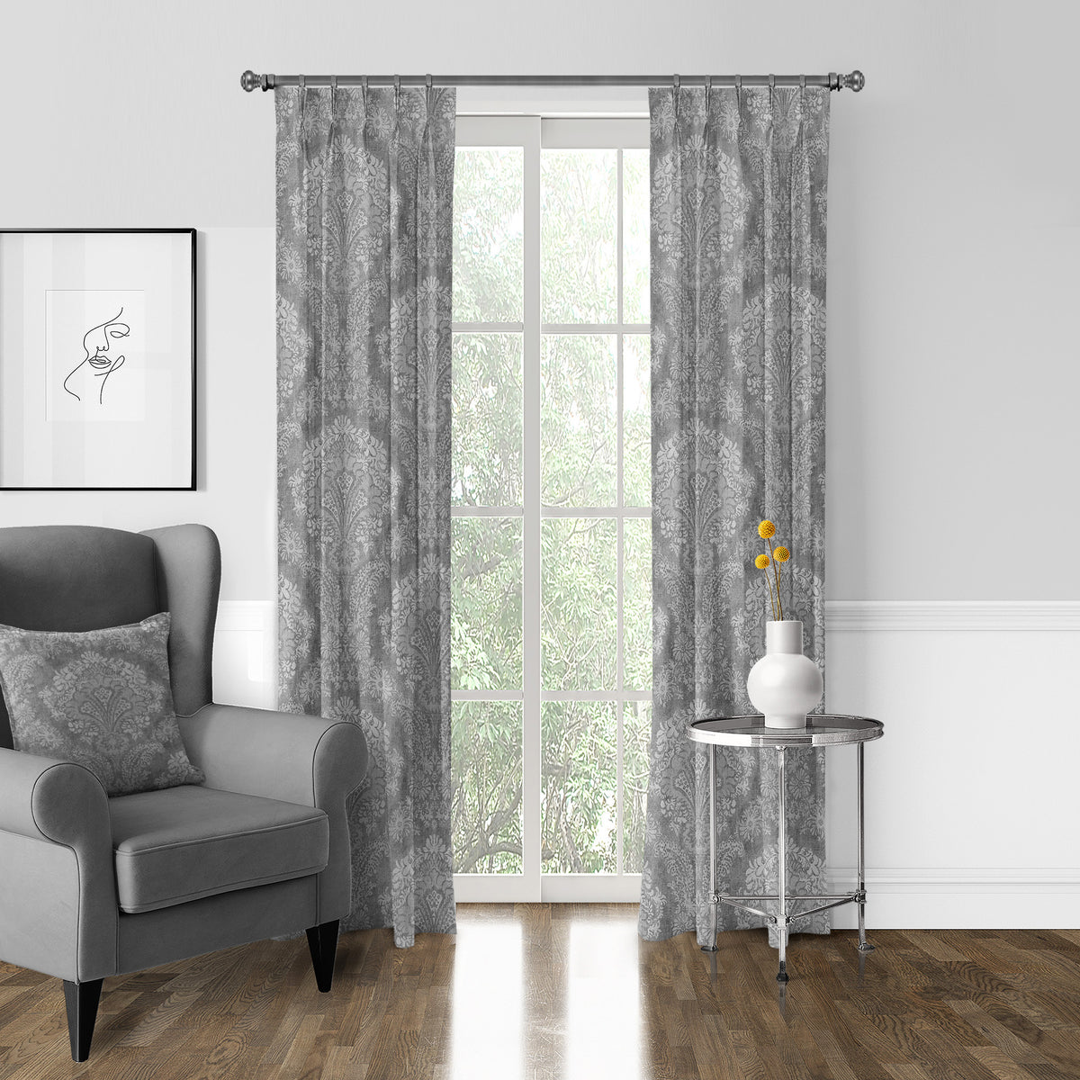 Ophelia Gray Pinch Pleat Drapes