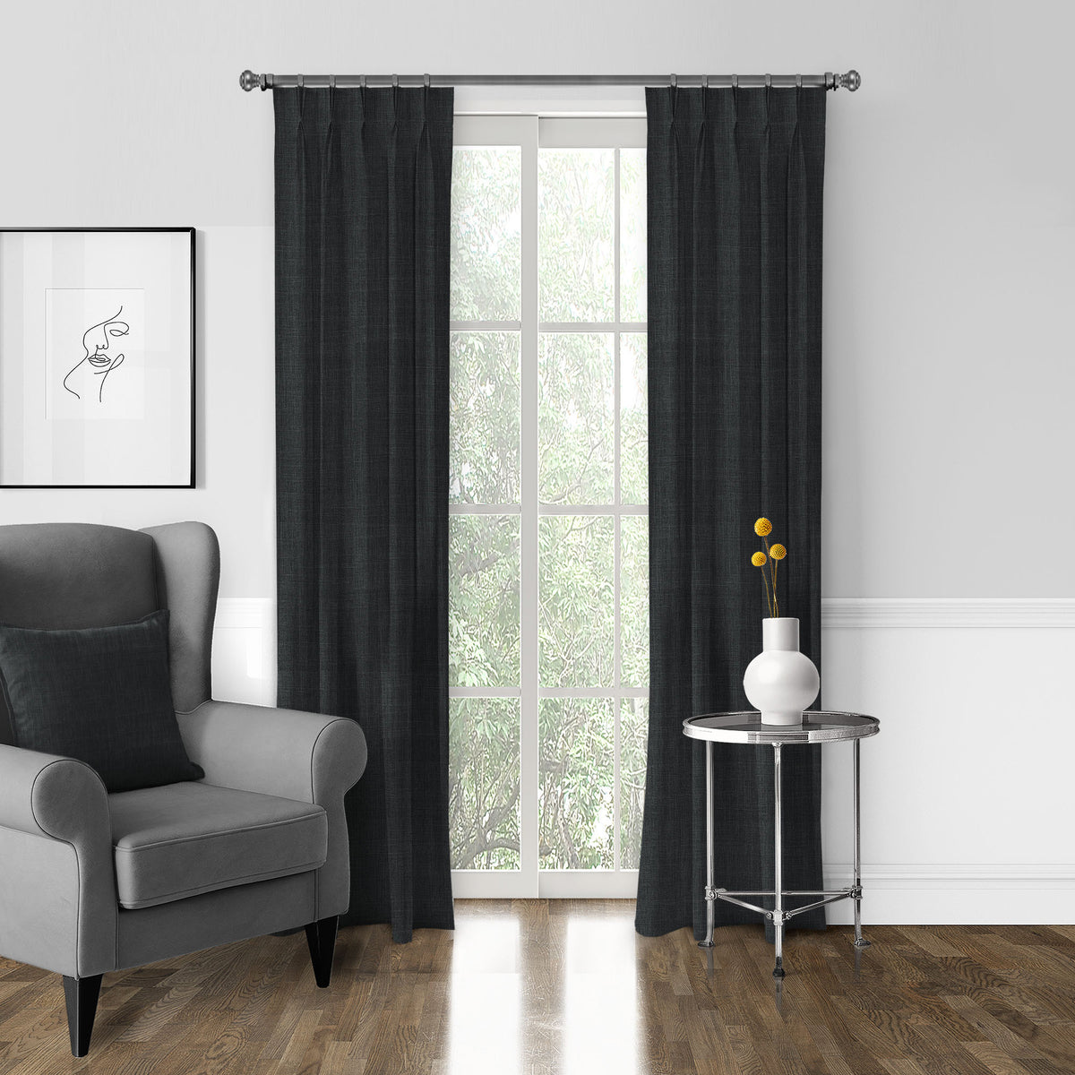 Austin Charcoal Pinch Pleat Drapes