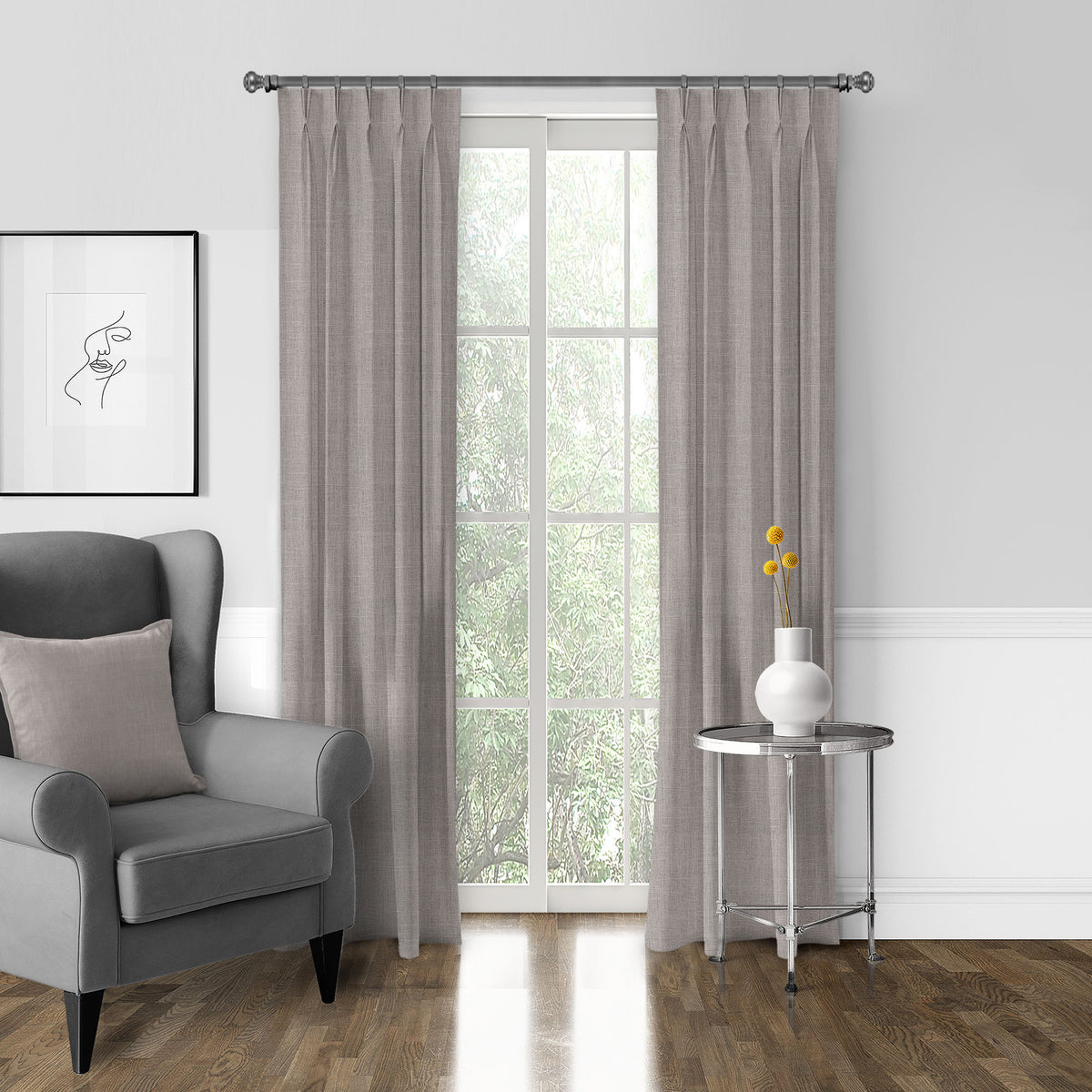 Austin Taupe Pinch Pleat Drapes