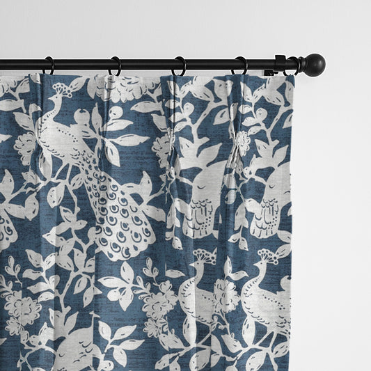 Lark Navy Pinch Pleat Drapes