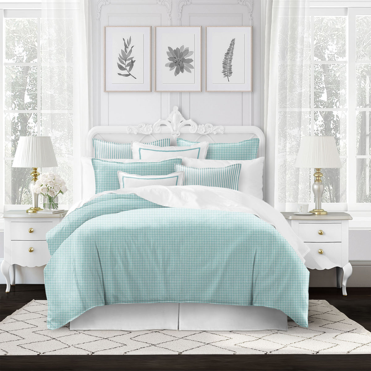 Basic Gingham Aqua Comforter Set