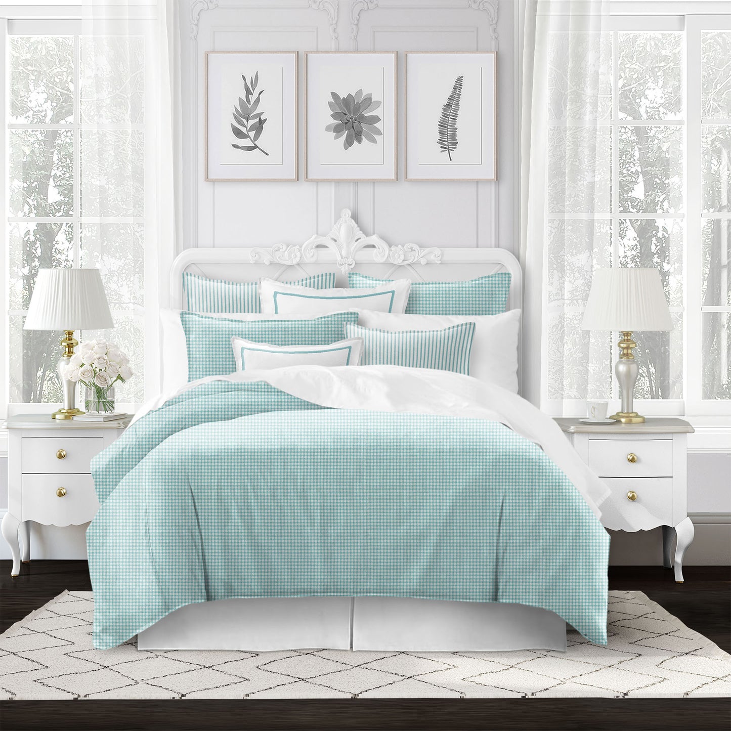 Basic Gingham Aqua Duvet Cover Set