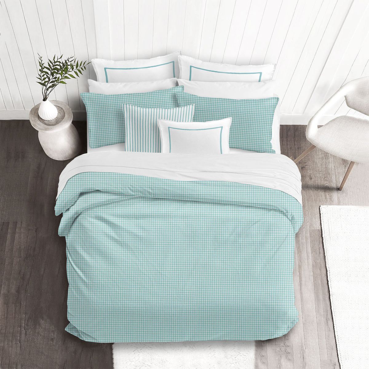 Basic Gingham Aqua Comforter Set