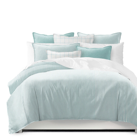 Basic Ticking Stripes Aqua Comforter Set