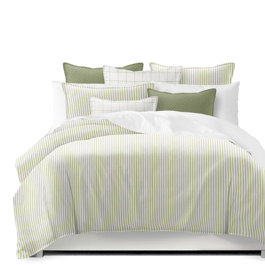 Basic Ticking Stripes Avocado Duvet Cover Set