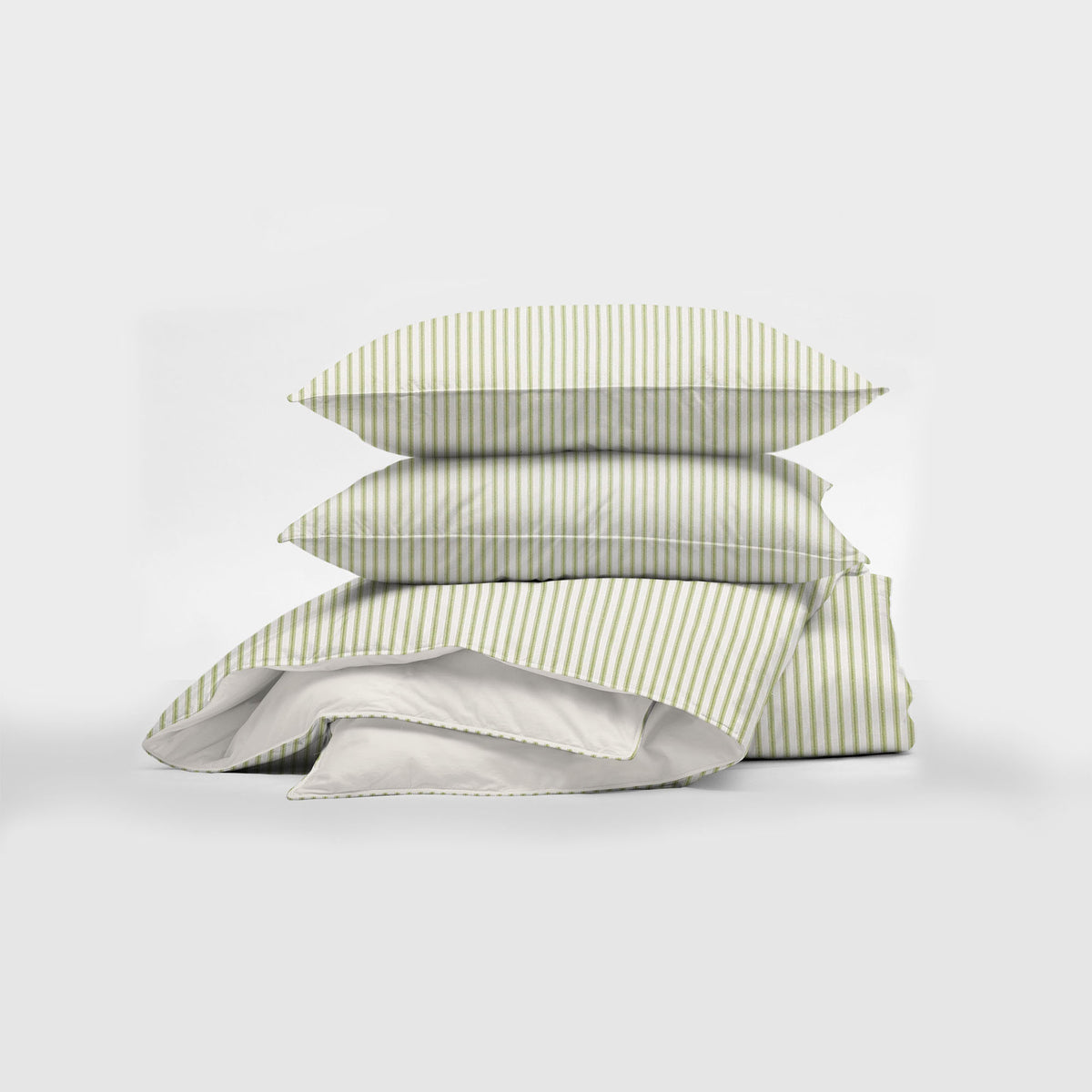 Basic Ticking Stripes Avocado Comforter Set