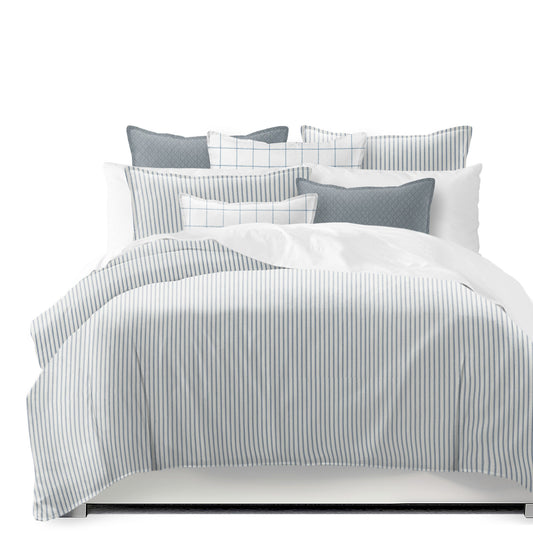 Basic Ticking Stripes Blue Fog Comforter Set