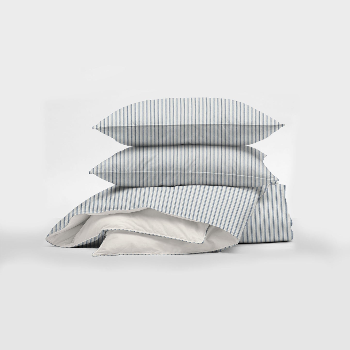 Basic Ticking Stripes Blue Fog Comforter Set