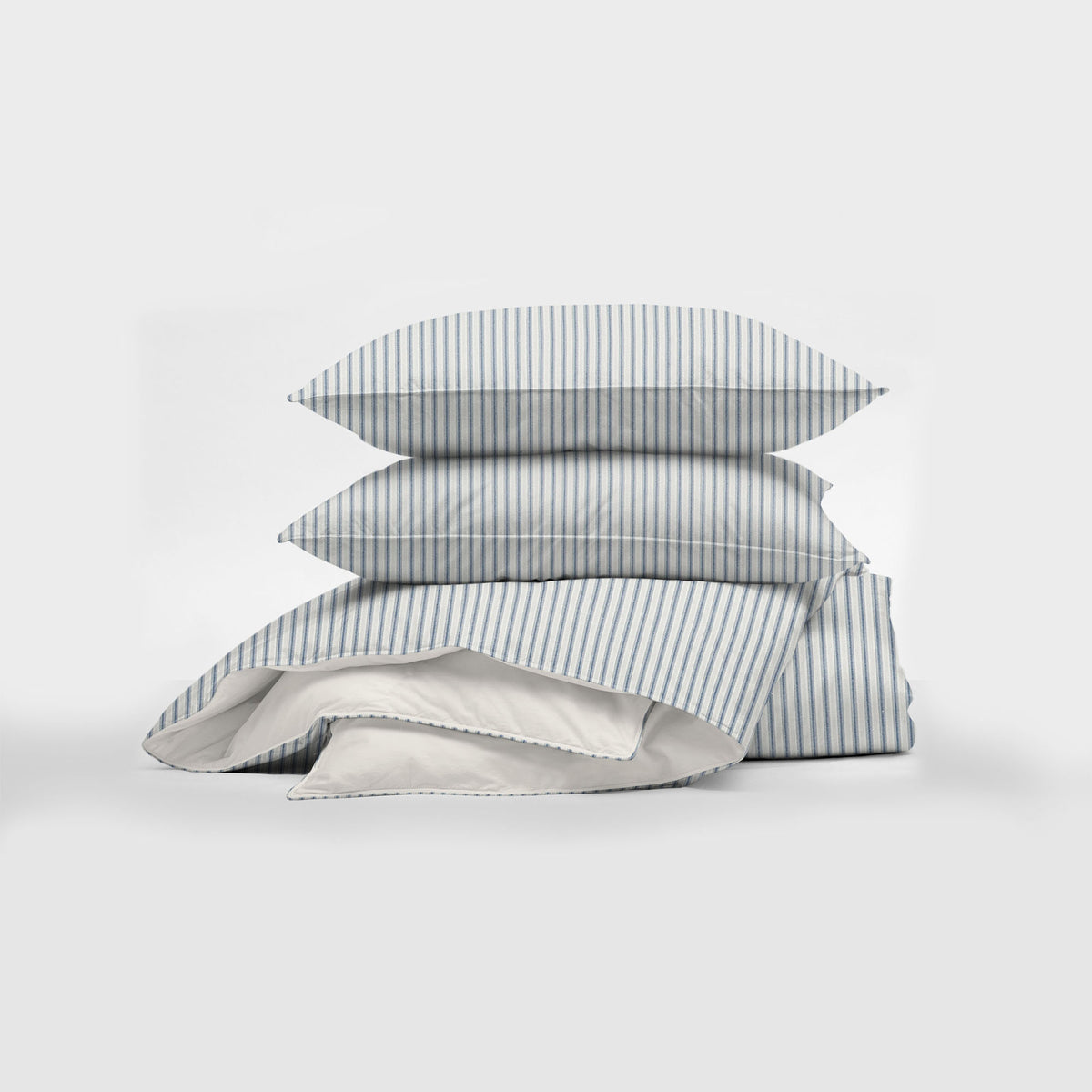Basic Ticking Stripes Blue Fog Duvet Cover Set