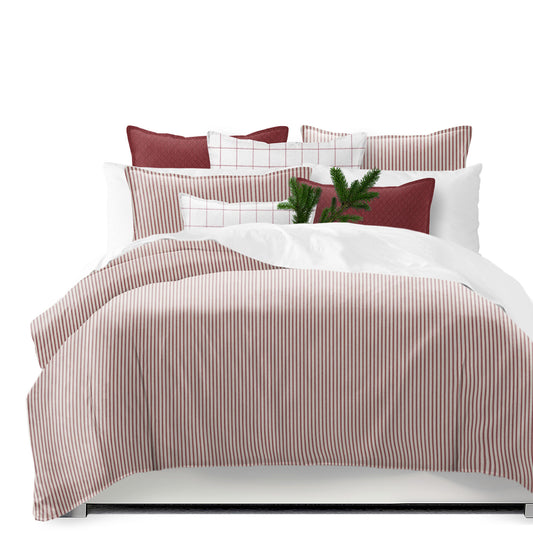 Basic Ticking Stripes Crimson Comforter Set