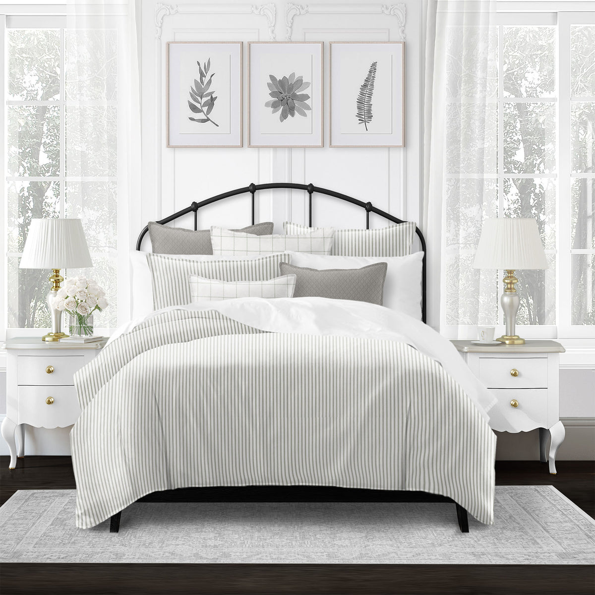 Basic Ticking Stripes Linen Comforter Set