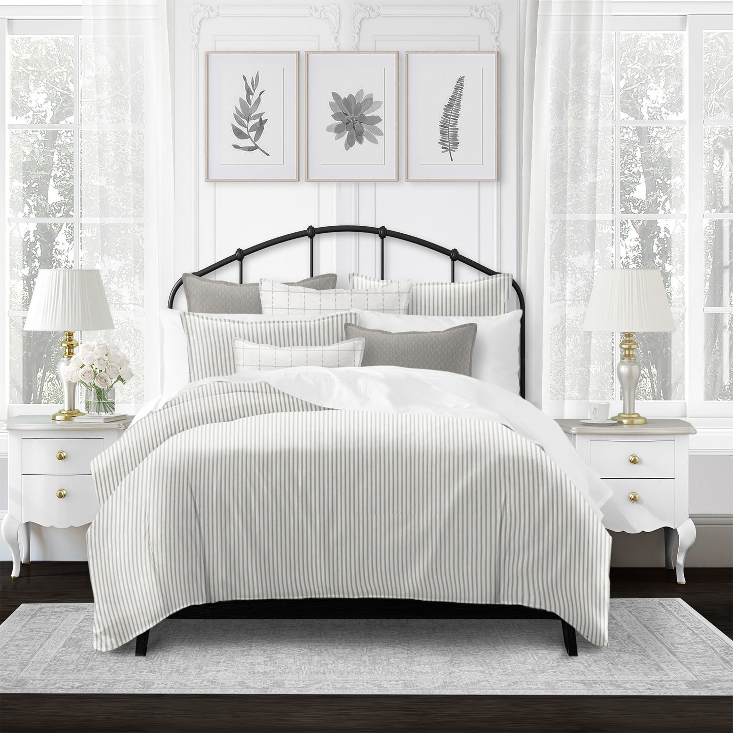 Basic Ticking Stripes Linen Duvet Cover Set