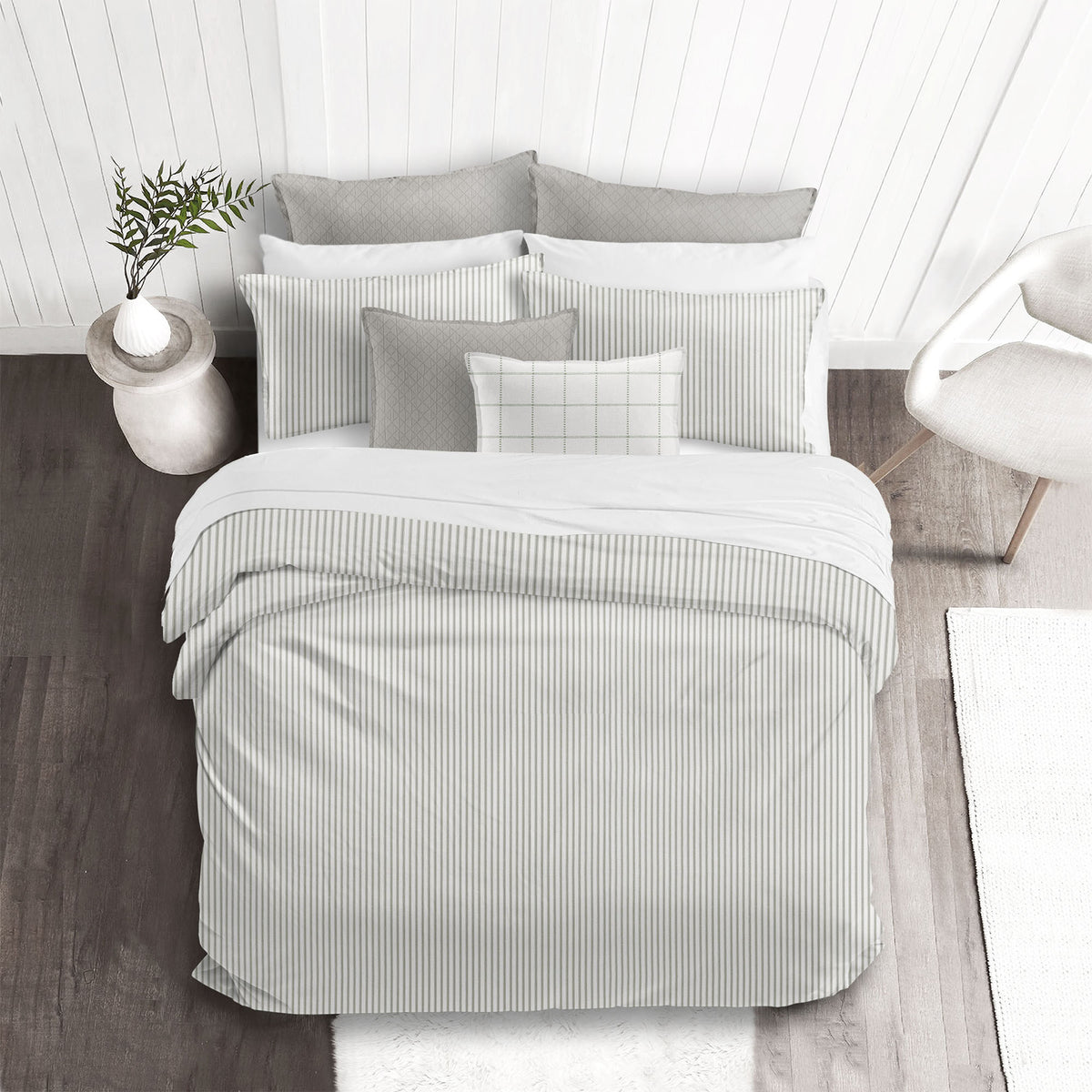 Basic Ticking Stripes Linen Comforter Set