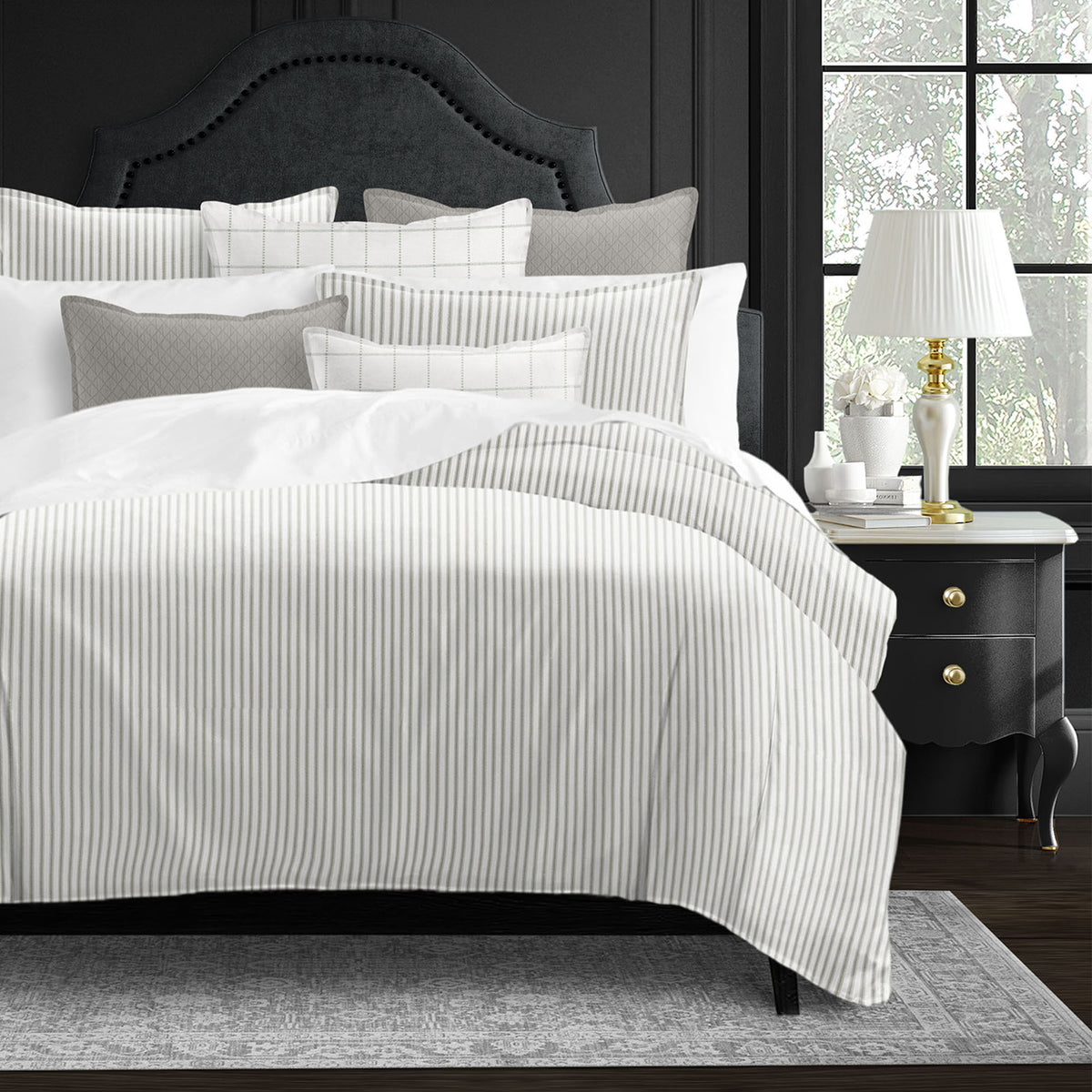 Basic Ticking Stripes Linen Comforter Set