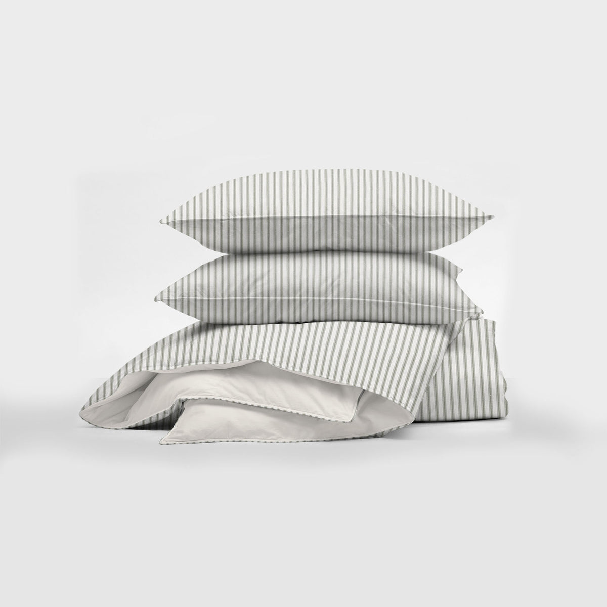 Basic Ticking Stripes Linen Comforter Set