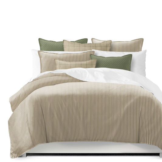 Basic Ticking Stripes Sage Comforter Set