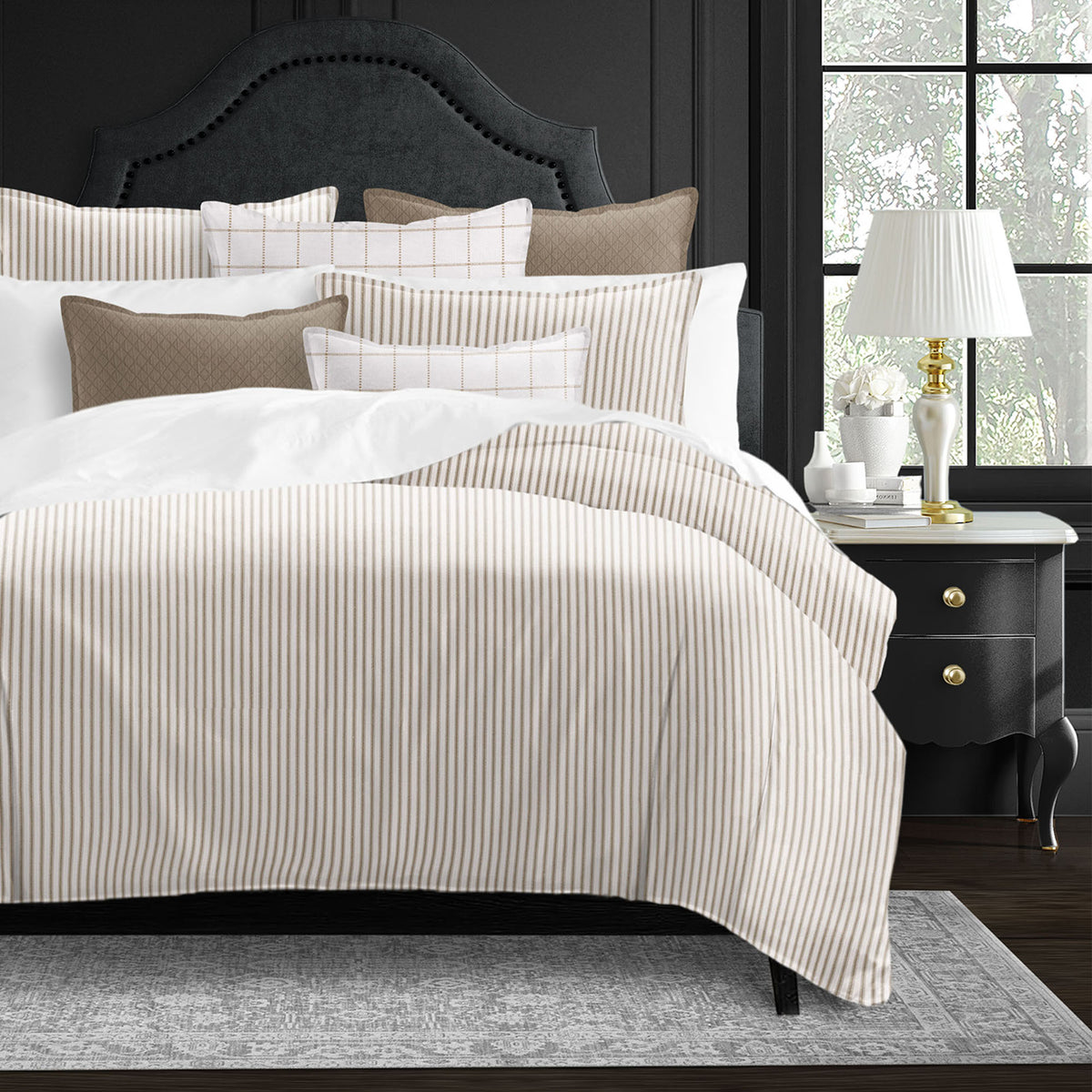 Basic Ticking Stripes Walnut Comforter Set